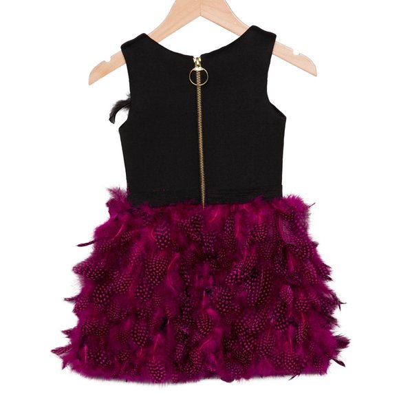 ZOË LTD Girls' Sleeveless Feather-Accented Dress - Picture 2 of 2